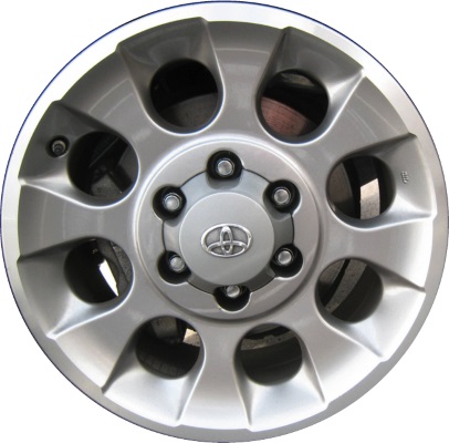Toyota 4Runner 2010-2013, FJ Cruiser 2011-2014 silver or grey machined 17x7.5 aluminum wheels or rims. Hollander part number 69560/69579, OEM part number 4261135410, 4261135420, 4261135490, 4261135500.