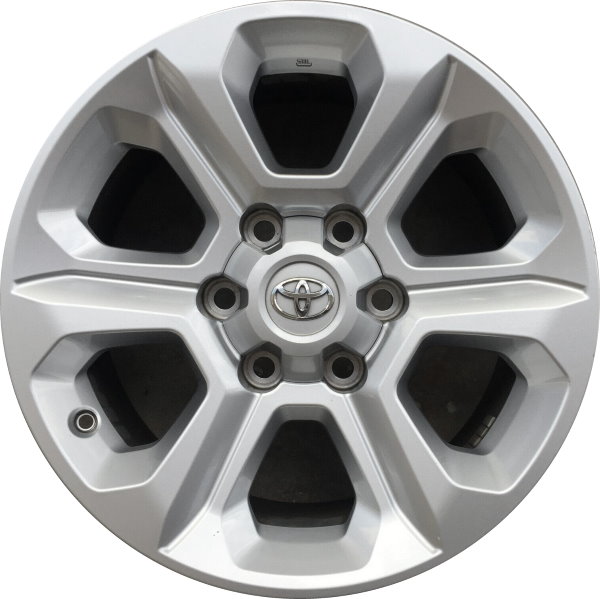 Toyota 4Runner 2014-2024 powder coat silver 17x7 aluminum wheels or rims. Hollander part number ALY75153, OEM part number 4261135520, 4261135531, 4261135530.
