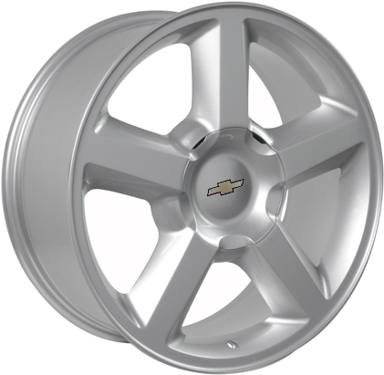 Chevrolet Avalanche 1500 2003-2013, Silverado 1500 1999-2013, Suburban 1500 2001-2014, Tahoe 2001-2014 powder coat silver 20x8.5 aluminum wheels or rims. Hollander part number 5308U20, OEM part number 9597680.