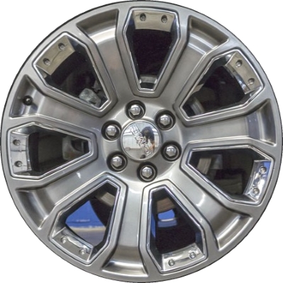 Cadillac Escalade 2015-2020, Chevrolet Silverado 1500 2014-2018, Silverado 1500 LD-2019, Suburban 1500 2015-2020, Tahoe 2015-2020, GMC Sierra 1500 2014-2018, Sierra 1500 Limited 2019, Yukon 2015-2020 powder coat grey 22x9 aluminum wheels or rims. Hollander part number 5660, OEM part number 19301164, 19301190.