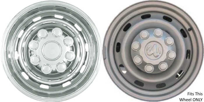Dodge Ram 2500 2003-2013, Dodge Ram 3500 SRW 2003-2013 Chrome, 10 Hole, Plastic Hubcaps, Wheel Covers, Wheel Skins, Imposters. ONLY Fits 17 Inch Steel Wheel Pictured. Part Number IMP-57X.