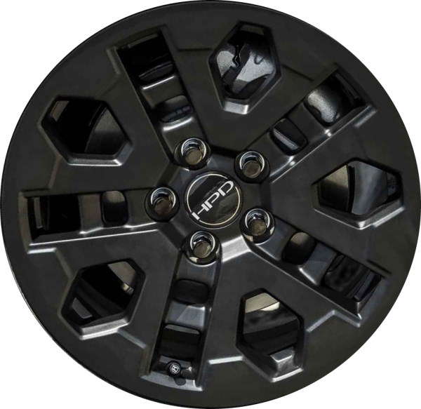 Honda Passport 2022-2024 powder coat black 18x8 aluminum wheels or rims. Hollander part number 63714a, OEM part number 08W18-TGS-100A.
