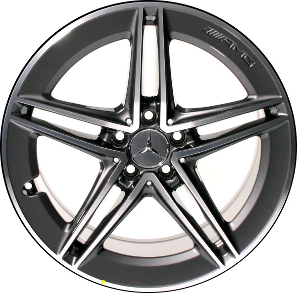 Mercedes-Benz CLA45 2021-2024 grey machined 19x9 aluminum wheels or rims. Hollander part number 65594a, OEM part number 17740122007Y51.