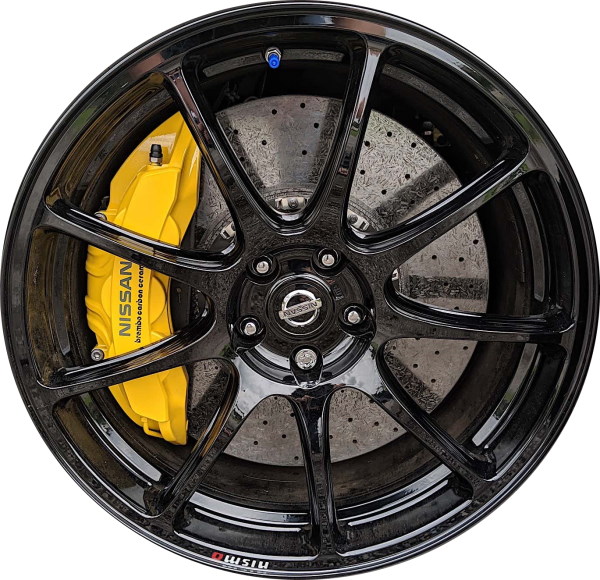 Nissan GT-R 2020-2023 powder coat black 20x10 aluminum wheels or rims. Hollander part number ALY62802, OEM part number D0C00-6HT0C.