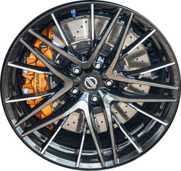 Nissan GT-R 2020-2024 charcoal machined 20x9.5 aluminum wheels or rims. Hollander part number ALY62801, OEM part number D0C00-6HT0B, D0C00-6HT0A.