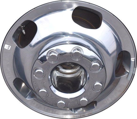 Ford F-350 DRW 2021-2024 polished 17x6.5 aluminum wheels or rims. Hollander part number ALY10477, OEM part number JC3Z1007D.