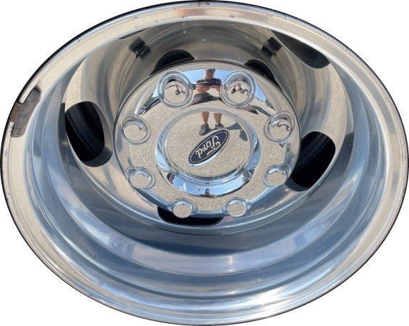 Ford F-350 DRW 2021-2025 polished 17x6.5 aluminum wheels or rims. Hollander part number ALY10478, OEM part number JC3Z1007E.
