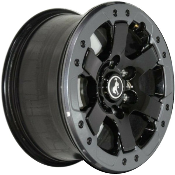 Ford Bronco 2021-2024 powder coat black 17x8 aluminum wheels or rims. Hollander part number ALY10386/95214, OEM part number M2DZ-1007-U.