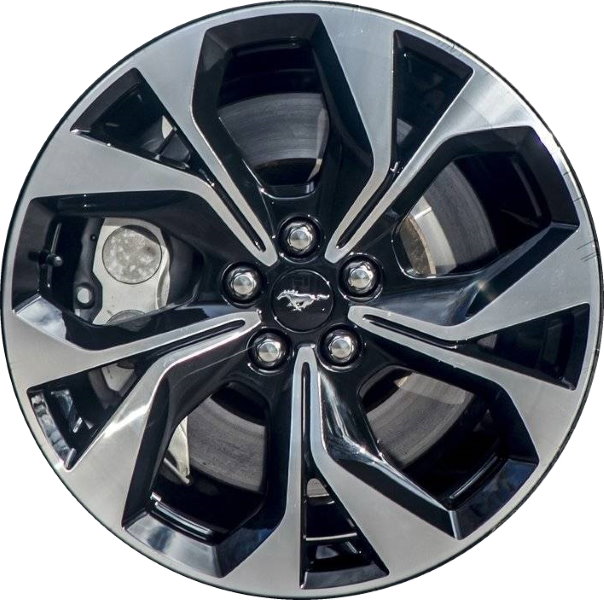 Ford Mustang Mach-E 2021-2025 black machined 19x7 aluminum wheels or rims. Hollander part number ALY10337HH, OEM part number LJ8Z-1007-B.