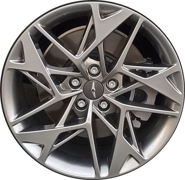 Genesis GV70 2022-2025 powder coat hyper grey 19x8 aluminum wheels or rims. Hollander part number 71038, OEM part number 52910-AR100.