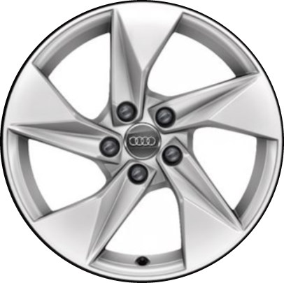 Audi A3 2022-2024 powder coat silver 17x8 aluminum wheels or rims. Hollander part number ALY12100/95655, OEM part number 8Y0601025A.