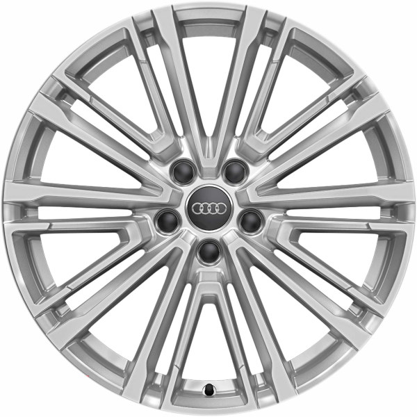 Audi A5 2021-2022 powder coat silver 19x8.5 aluminum wheels or rims. Hollander part number ALY12079, OEM part number 8W0601025CC.