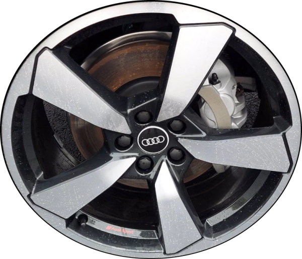 Audi Q5 2021-2024 black machined 20x8 aluminum wheels or rims. Hollander part number ALY12084/95450, OEM part number 80A601025BR.