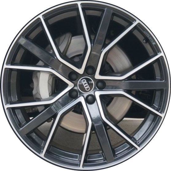 Audi Q7 2020-2024 black machined 22x10 aluminum wheels or rims. Hollander part number ALY59053U45, OEM part number 4M0601025CS.