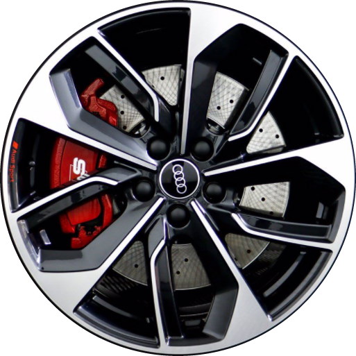Audi S3 2022-2024 black machined 19x8 aluminum wheels or rims. Hollander part number ALY12091, OEM part number 8Y0601025S.