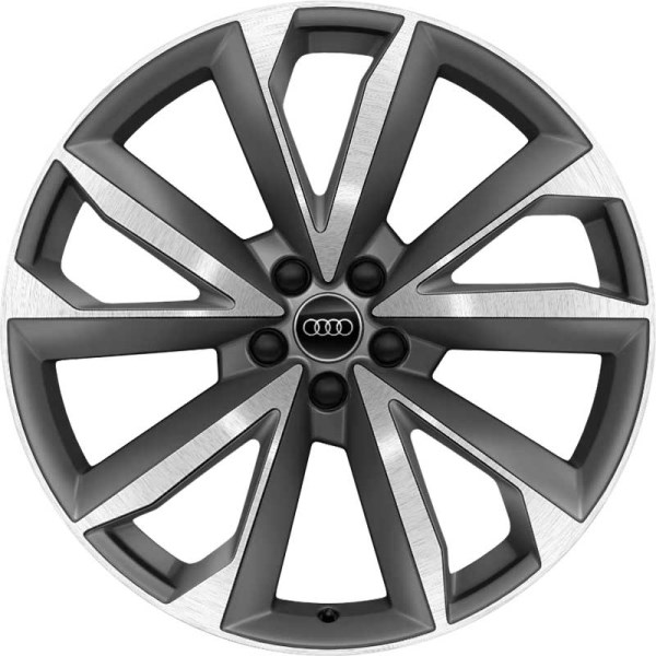 Audi SQ7 2020-2024 dark grey machined 21x9.5 aluminum wheels or rims. Hollander part number ALY12059/95042, OEM part number 4M0601025BP.