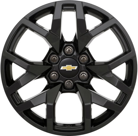 Chevrolet Suburban 2022-2024, Tahoe 2022-2024, GMC Yukon 2022-2024 powder coat black 20x9 aluminum wheels or rims. Hollander part number ALY14076, OEM part number 84582671.