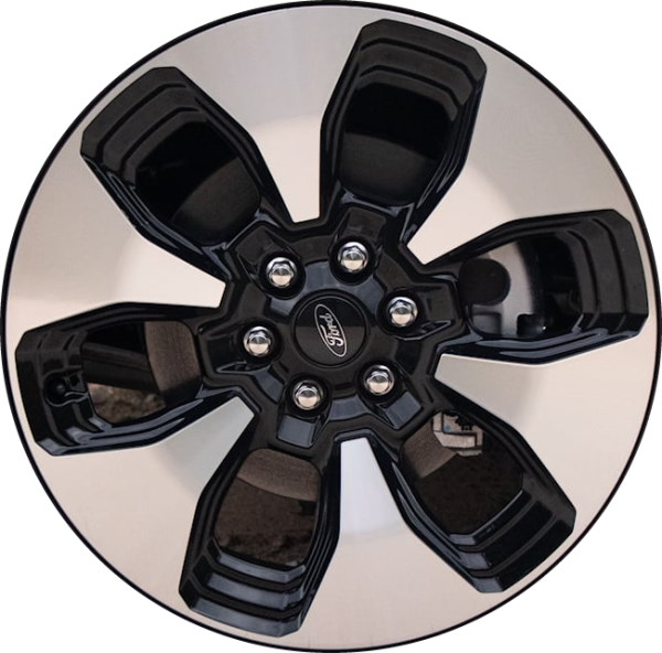 Ford F-150 Lightning 2022-2024 black machined 22x8.5 aluminum wheels or rims. Hollander part number ALY10472a, OEM part number NL3Z1007D