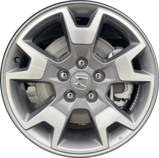 Honda Passport Trailsport 2022-2024 grey machined 18x8 aluminum wheels or rims. Hollander part number 63713, OEM part number 42700TGSA21.