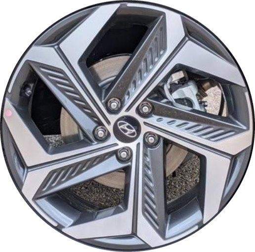Hyundai Tucson 2022-2024 charcoal machined 19x7.5 aluminum wheels or rims. Hollander part number 70651, OEM part number 52910-CW300, 52910-N9300.