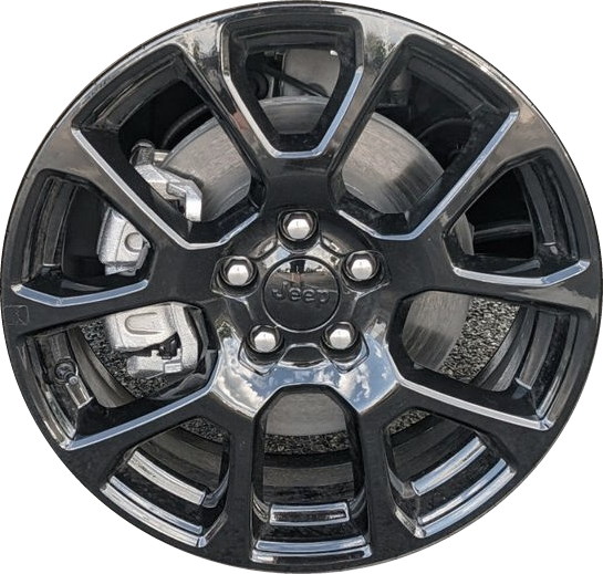 Jeep Compass 2022-2024 powder coat black 18x7 aluminum wheels or rims. Hollander part number 9273b, OEM part number 68463589AA.