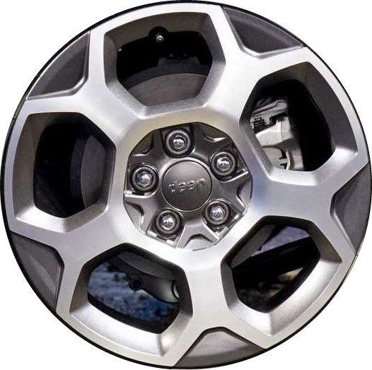Jeep Compass 2022-2024 dark grey machined 17x6.5 aluminum wheels or rims. Hollander part number 9271A, OEM part number 68463588AA, 6XK492A7AA.