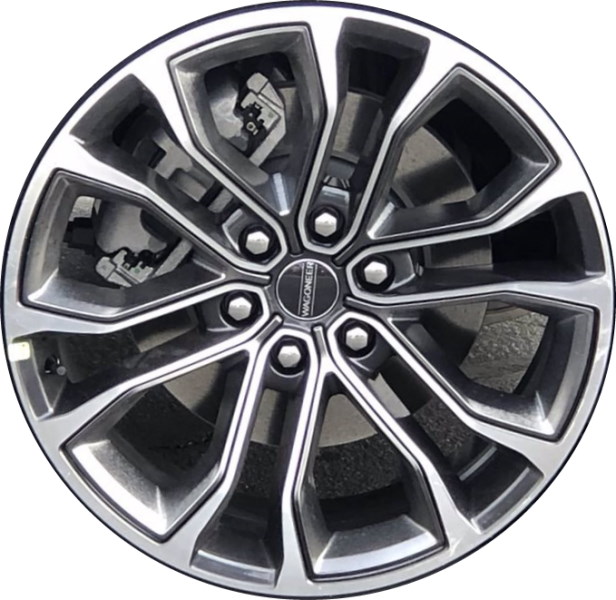 Jeep Grand Wagoneer 2022-2025 charcoal machined 22x9 aluminum wheels or rims. Hollander part number 9279c, OEM part number 4755414AA.