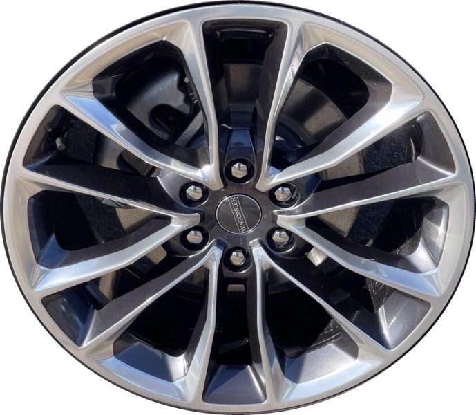 Jeep Wagoneer 2022-2024 charcoal polished 22x9 aluminum wheels or rims. Hollander part number 9298, OEM part number 4755412AA.