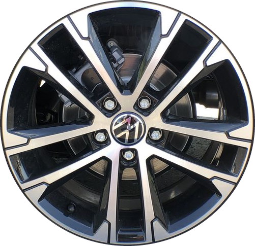 Volkswagen Jetta 2022-2025 black machined 17x7 aluminum wheels or rims. Hollander part number ALY69659, OEM part number 5G0601025AKFZZ.