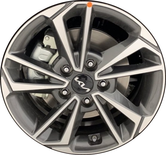 KIA Forte 2022-2024 dark grey machined 16x6.5 aluminum wheels or rims. Hollander part number 74833, OEM part number 52910-M7700.