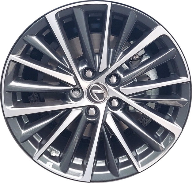 Lexus ES250 2022-2025, ES300h 2022-2025, ES350 2022-2025 charcoal machined 18x8 aluminum wheels or rims. Hollander part number 74405, OEM part number 4261106L40.