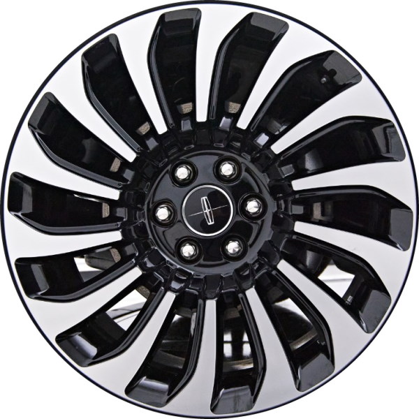 Lincoln Navigator 2022-2024 black machined 22x9.5 aluminum wheels or rims. Hollander part number ALY10499, OEM part number NL7Z-1007-B.