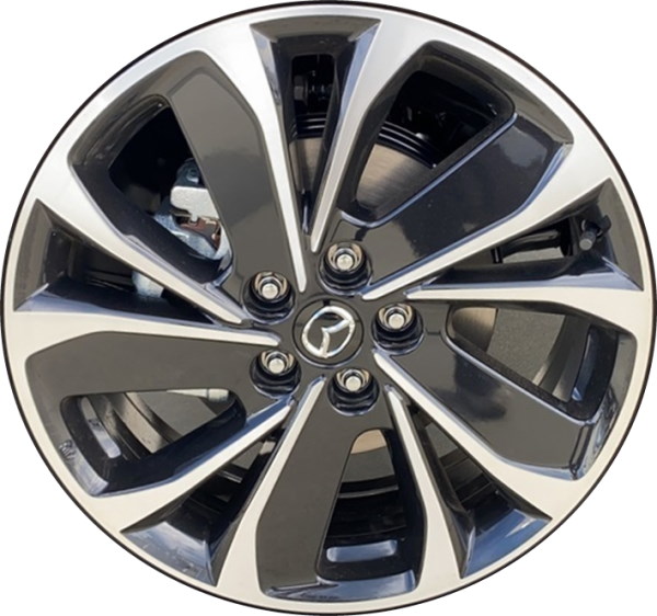 Mazda CX-5 2022-2024 black machined 19x7 aluminum wheels or rims. Hollander part number 65010, OEM part number 9965597090.