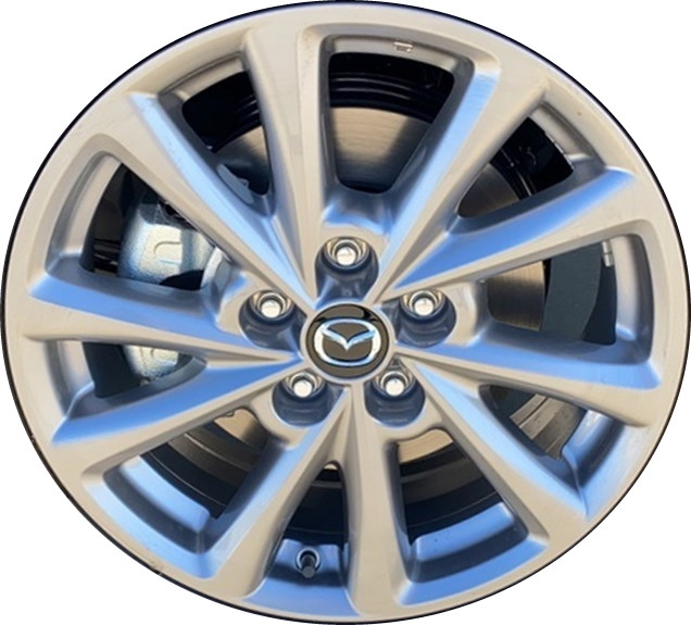 Mazda CX-5 2022-2025 powder coat grey 17x7 aluminum wheels or rims. Hollander part number ALY65007, OEM part number 9965-E7-7070, 9965-E3-7070.