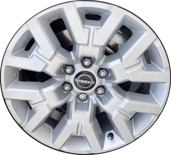 Nissan Frontier 2022-2024 powder coat silver 17x7.5 aluminum wheels or rims. Hollander part number 62832a, OEM part number 403009BU1A.