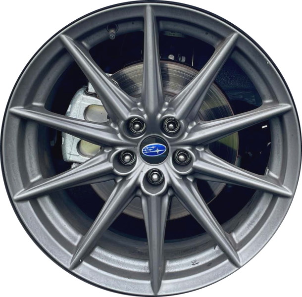 Subaru BRZ 2022-2025 powder coat grey 18x7.5 aluminum wheels or rims. Hollander part number ALY68890U35, OEM part number 28111CC050.