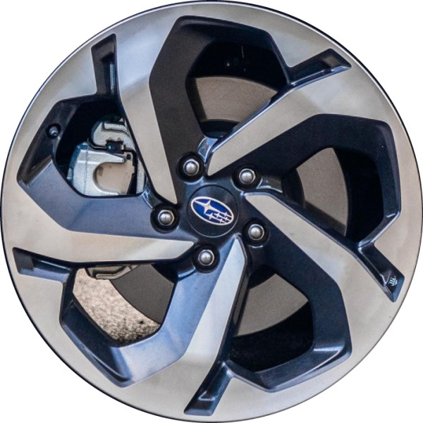 Subaru Forester 2022-2025 black machined 18x7 aluminum wheels or rims. Hollander part number 68892, OEM part number 28111SJ140.