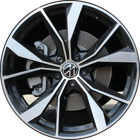 Volkswagen Tiguan 2022-2024 black machined 20 Inch aluminum wheels or rims. Hollander part number 70092, OEM part number 5NN601025AAFZZ.
