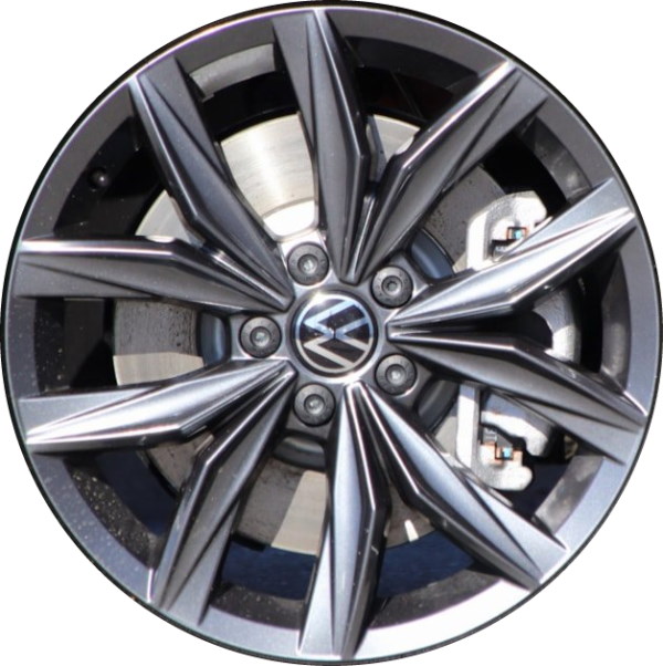 Volkswagen Tiguan 2022-2024 powder coat grey 18x7 aluminum wheels or rims. Hollander part number 70090, OEM part number 5NN601025ADXM8.