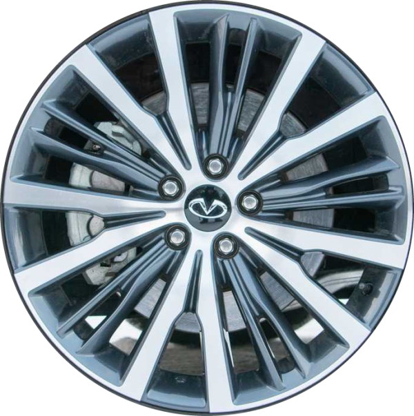 Infiniti QX60 2022-2025 charcoal machined 20x8 aluminum wheels or rims. Hollander part number 73815, OEM part number 403006SA9A.