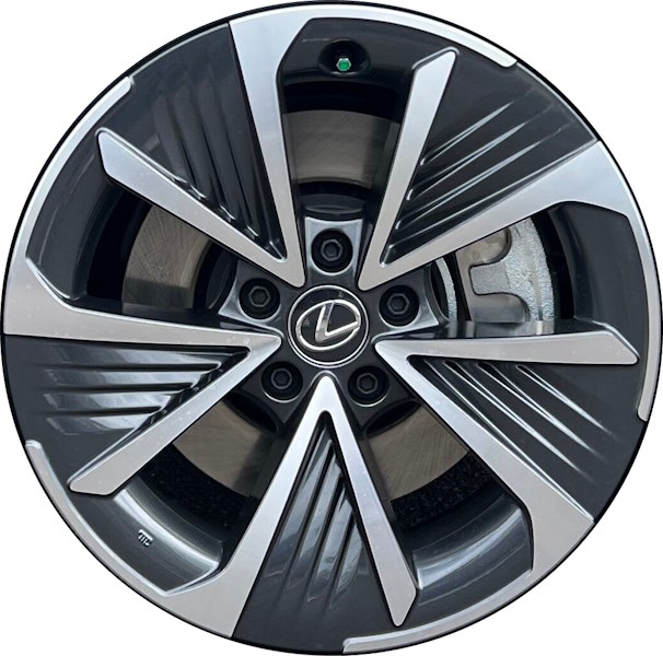Lexus RZ300e 2024-2025, RZ450e 2023-2025 charcoal machined 18x7.5 aluminum wheels or rims. Hollander part number ALY74423, OEM part number 4261146050.