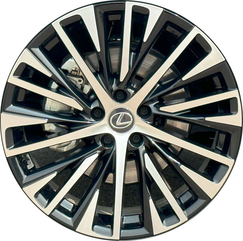 Lexus RZ300e 2024-2025, RZ450e 2023-2025 black machined 20x8 aluminum wheels or rims. Hollander part number ALY74425B, OEM part number 4261A46010.
