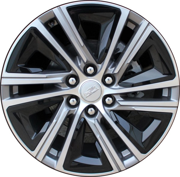 Cadillac Lyriq 2023-2025 grey machined 20x9 aluminum wheels or rims. Hollander part number ALY4879a, OEM part number 85514110.