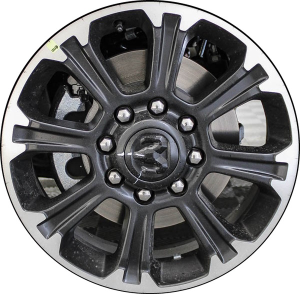 Dodge Ram 2500 Rebel 2023-2025 black machined 20x8 aluminum wheels or rims. Hollander part number 95578, OEM part number 68534270AA