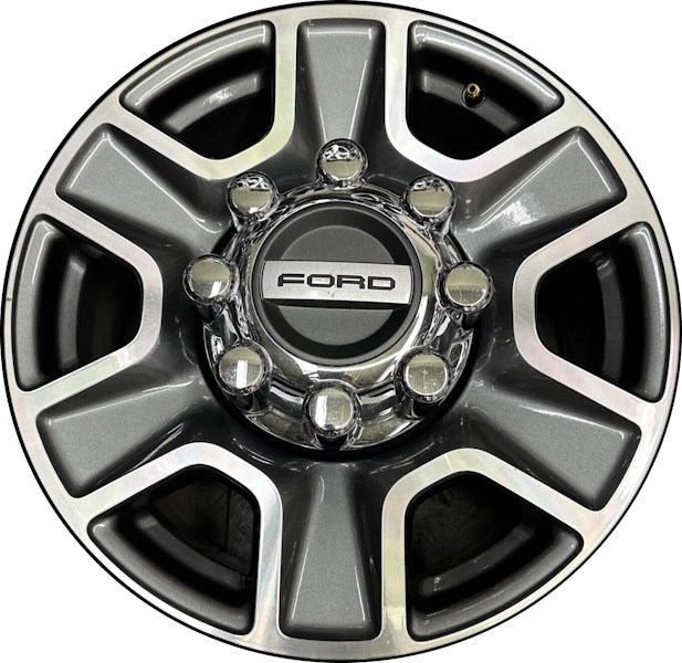 Ford F-250 2023-2025, F-350 SRW 2023-2025 charcoal machined 18x8 aluminum wheels or rims. Hollander part number ALY10480, OEM part number PC3Z1007G.