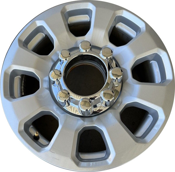Ford F-250 2023-2024, F-350 SRW 2023-2024 powder coat silver 18x8 aluminum wheels or rims. Hollander part number ALYFQ055, OEM part number Not Yet Known.