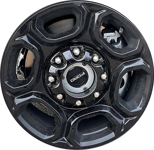 Ford F-250 2023-2025, F-350 SRW 2023-2025 powder coat black 18x8 aluminum wheels or rims. Hollander part number ALY10479, OEM part number PC3Z1007E.
