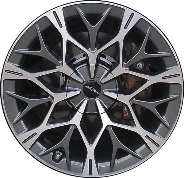 Genesis G90 2023-2025 charcoal machined 21x8.5 aluminum wheels or rims. Hollander part number ALY71052, OEM part number 52910T4310.