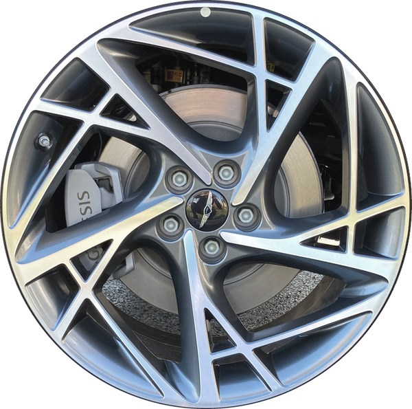 Genesis G90 2023-2025 charcoal machined 20x8.5 aluminum wheels or rims. Hollander part number ALY71050, OEM part number 52910T4215.