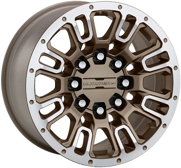 GMC Hummer EV 2023-2025 bronze painted 18x9 aluminum wheels or rims. Hollander part number ALY14092, OEM part number 84828312
